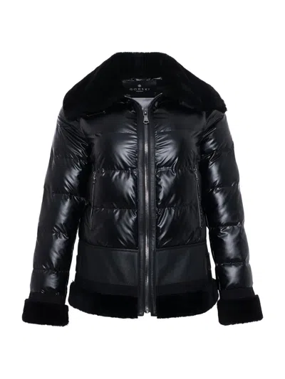 Gorski Women's Quilted Merino Shearling-trim Jacket In Black