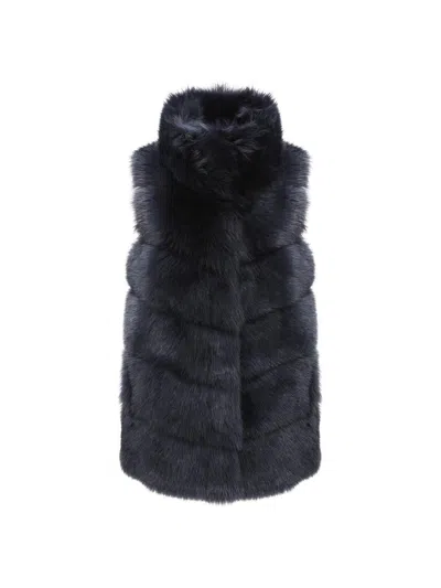 Gorski Women's Reversible Merinillo Shearling Lamb Vest In Blue