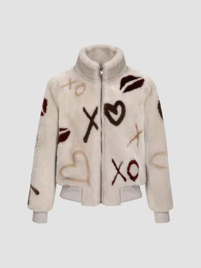 Gorski Women's Reversible Merino Shearing Lamb Bomber Jacket In White
