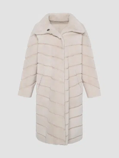 Gorski Women's Reversible Merino Shearling Lamb Chevron Short Coat In Neutral