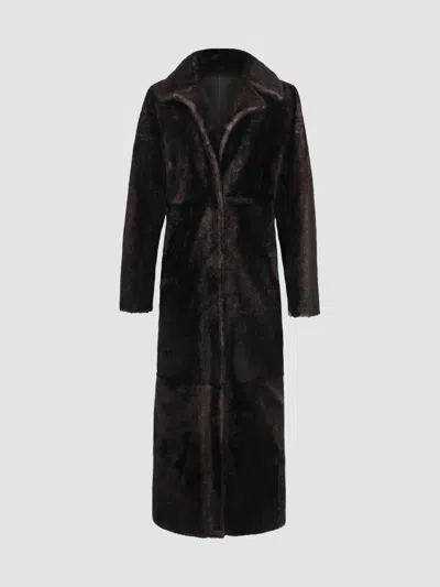 Gorski Women's Reversible Merino Shearling Lamb Coat, Belt In Brown