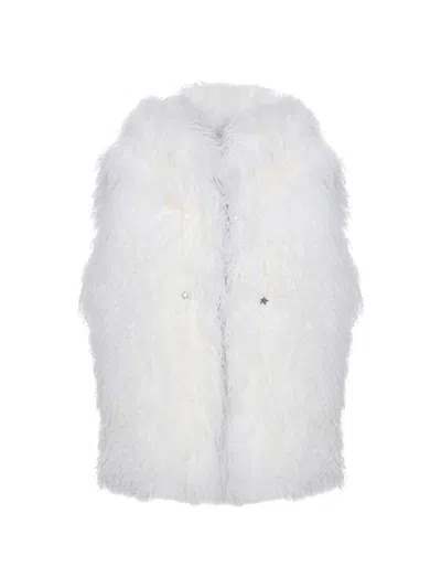 Gorski Women's Reversible Select Mongolian Shearling Lamb Vest In White