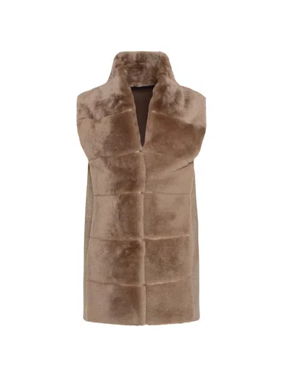 Gorski Women's Reversible Select Shearling Lamb Vest In Brown