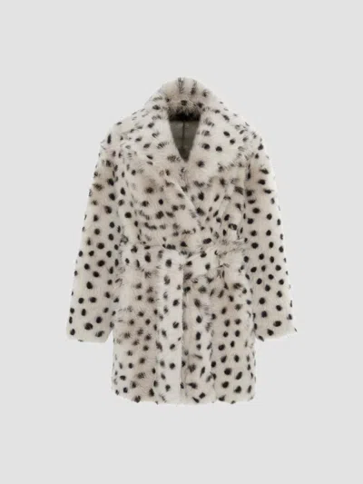 Gorski Women's Reversible Shearling Lamb Stroller, Belt In Beige Black Spotted