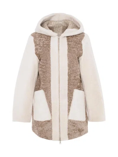 Gorski Genuine Shearling Zip Long Parka, Reversible In Brown