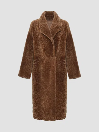 Gorski Women's Reversible Textured Shearling Lamb Coat In Brown