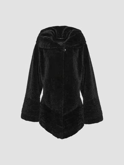 Gorski Women's Reversible Textured Shearling Lamb Jacket In Black