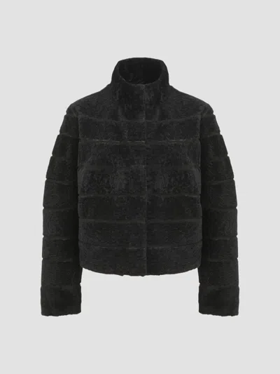Gorski Women's Reversible Textured Shearling Lamb Jacket In Black
