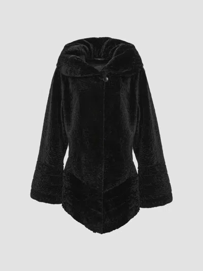 Gorski Women's Reversible Textured Shearling Lamb Jacket In Black