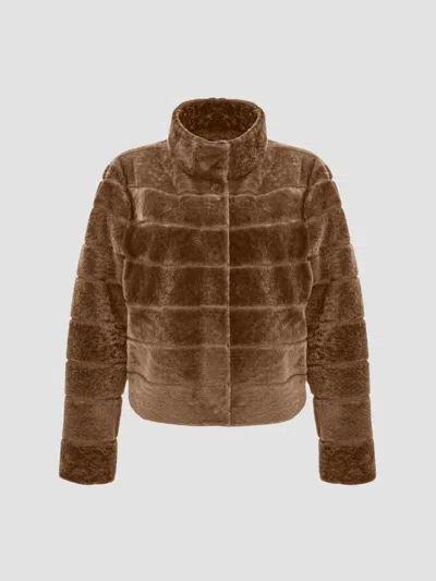 Gorski Women's Reversible Textured Shearling Lamb Jacket In Brown