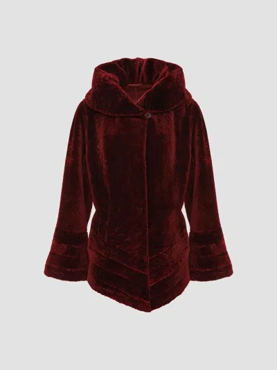 Gorski Women's Reversible Textured Shearling Lamb Jacket In Burgundy