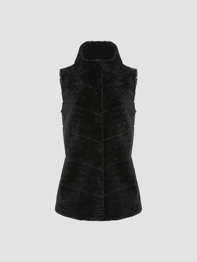 Gorski Women's Reversible Textured Shearling Lamb Vest In Black