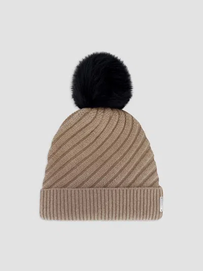Gorski Women's Select Cashmere Cable Knit Beanie Hat With Merinillo Shearling Lamb Pompom In Brown