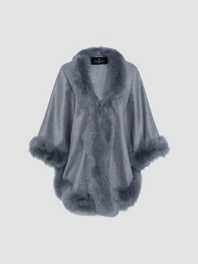 Gorski Women's Select Cashmere Capelet With Merinillo Shearling Lamb Trim In Gray