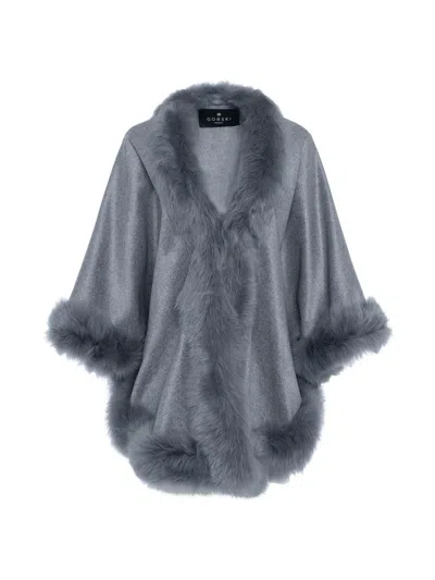 Gorski Women's Select Cashmere Capelet With Toscana Shearling Lamb Trim In Gray