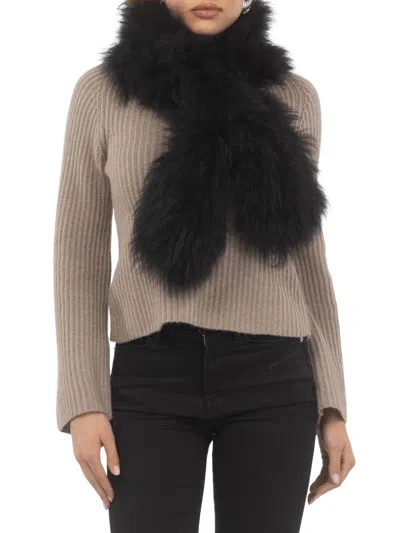 Gorski Women's Select Lamb Pull-through Scarf In Black