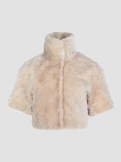 Gorski Women's Select Lamb Rose Cut Bolero Cropped Sleeves Coat In Neutral