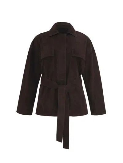 Gorski Women's Select Metis Suede Jacket, Belt In Black