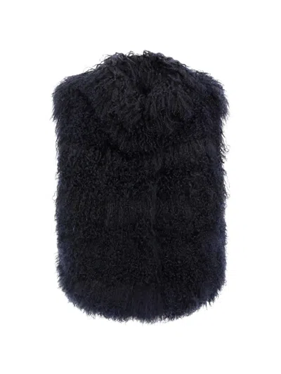 Gorski Women's Select Mongolian Lamb Vest In Blue