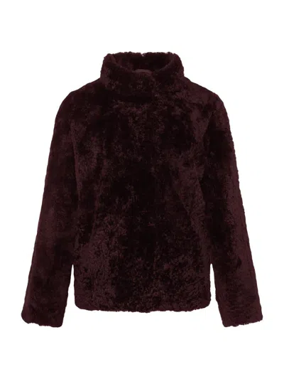 Gorski Cashmere Goat Shearling Jacket In Dark Burgundy