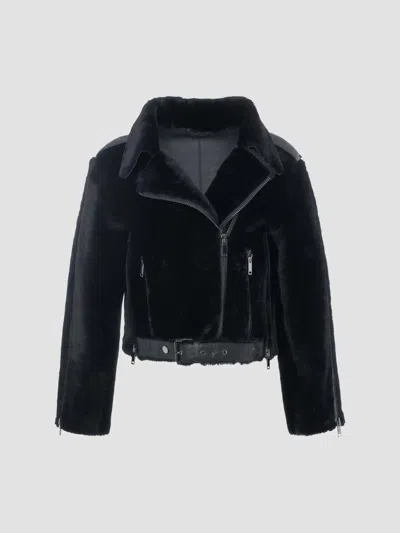 Gorski Women's Select Shearling Lamb And Leather Moto Jacket In Black