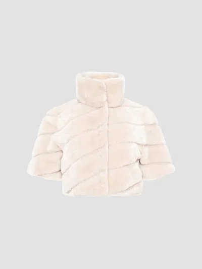 Gorski Women's Select Shearling Lamb Diagonal Bolero With Cropped Sleeves In Neutral
