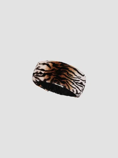 Gorski Women's Select Shearling Lamb Headband In Beige Tiger Print
