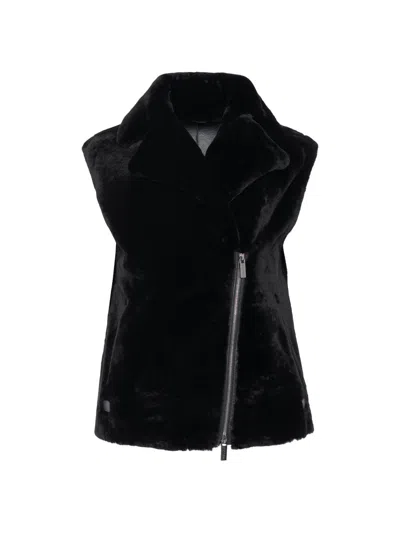 Gorski Women's Select Shearling Lamb Zip Vest In Black