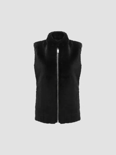 Gorski Women's Select Shearling Lamb Zip Vest With Wool In Black
