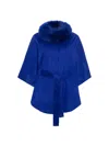 Gorski Select Wool Belted Cape With Select Lamb Collar In Blue