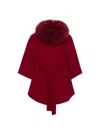 Gorski Women's Select Wool Belted Cape With Select Lamb Collar In Burgundy
