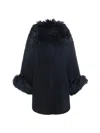 Gorski Select Wool Cape With Select Lamb Collar And Cuffs In Blue