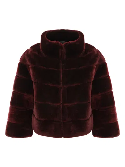 Gorski Women's Shearling Lamb Bolero Coat In Burgundy