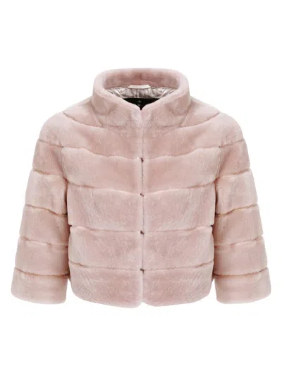 Gorski Women's Shearling Lamb Bolero Coat In Pink