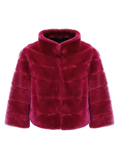 Gorski Genuine Shearling Cropped Bolero With Cropped Sleeves In Purple