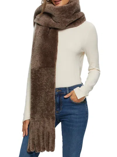 Gorski Women's Silky Shearling Lamb Stole With Fringes In Brown