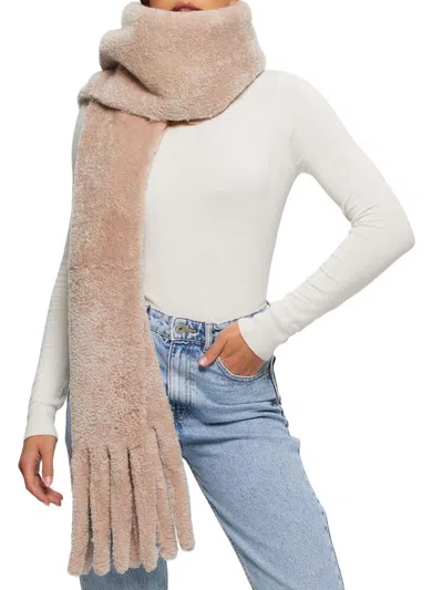 Gorski Women's Silky Shearling Lamb Stole With Fringes In Pink