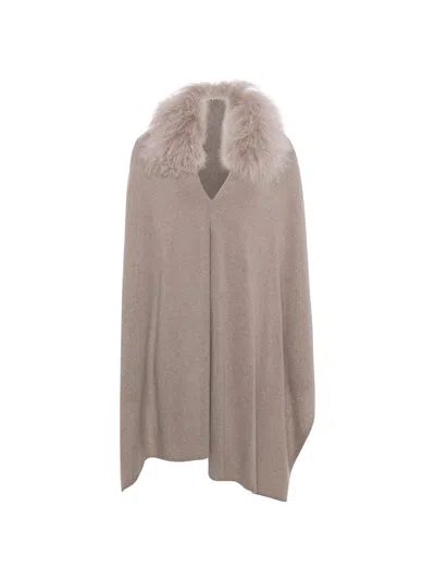 Gorski Women's Stole With Select Mongolian Lamb Trim In Brown