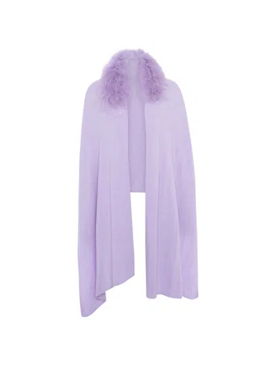 Gorski Women's Stole With Select Mongolian Lamb Trim In Purple