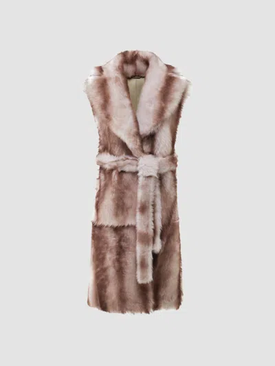 Gorski Women's Toscana Lamb Long Vest, Belt In Pink