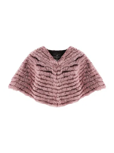 Gorski Genuine Shearling Layered Capelet In Pink