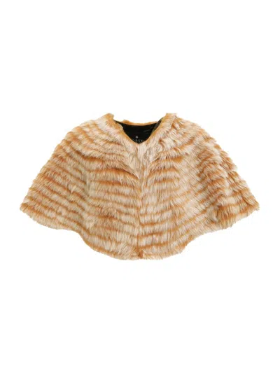 Gorski Genuine Shearling Layered Capelet In Brown