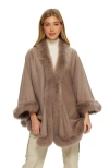 Gorski Wool And Cashmere Cape With Lamb Trim In Nude