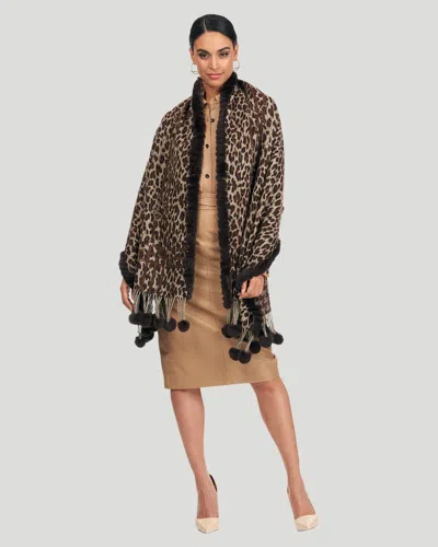 Gorski Wool & Cashmere Stole With Rex Rabbit Fur In Multi