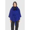 Gorski Wool Belted Cape In Blue