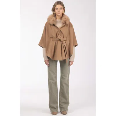 Gorski Wool Belted Cape In Brown