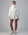 Gorski Wool Belted Cape With Shadow Fox Collar In Multi