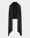 Gorski Wool-blend Stole With Lamb Shearling Trim In Black