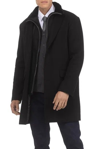 Gorski Wool Short Coat Crafted From Loro Piana With Genuine Shearling Trim In Black/black Pattern