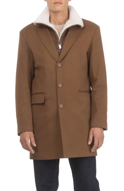 Gorski Wool Short Coat Crafted From Loro Piana With Genuine Shearling Trim In Brown